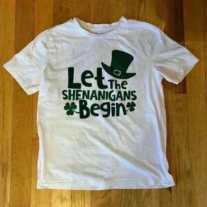 Women’s Large White T-shirt Let the Shenanigans Begin ☘️
